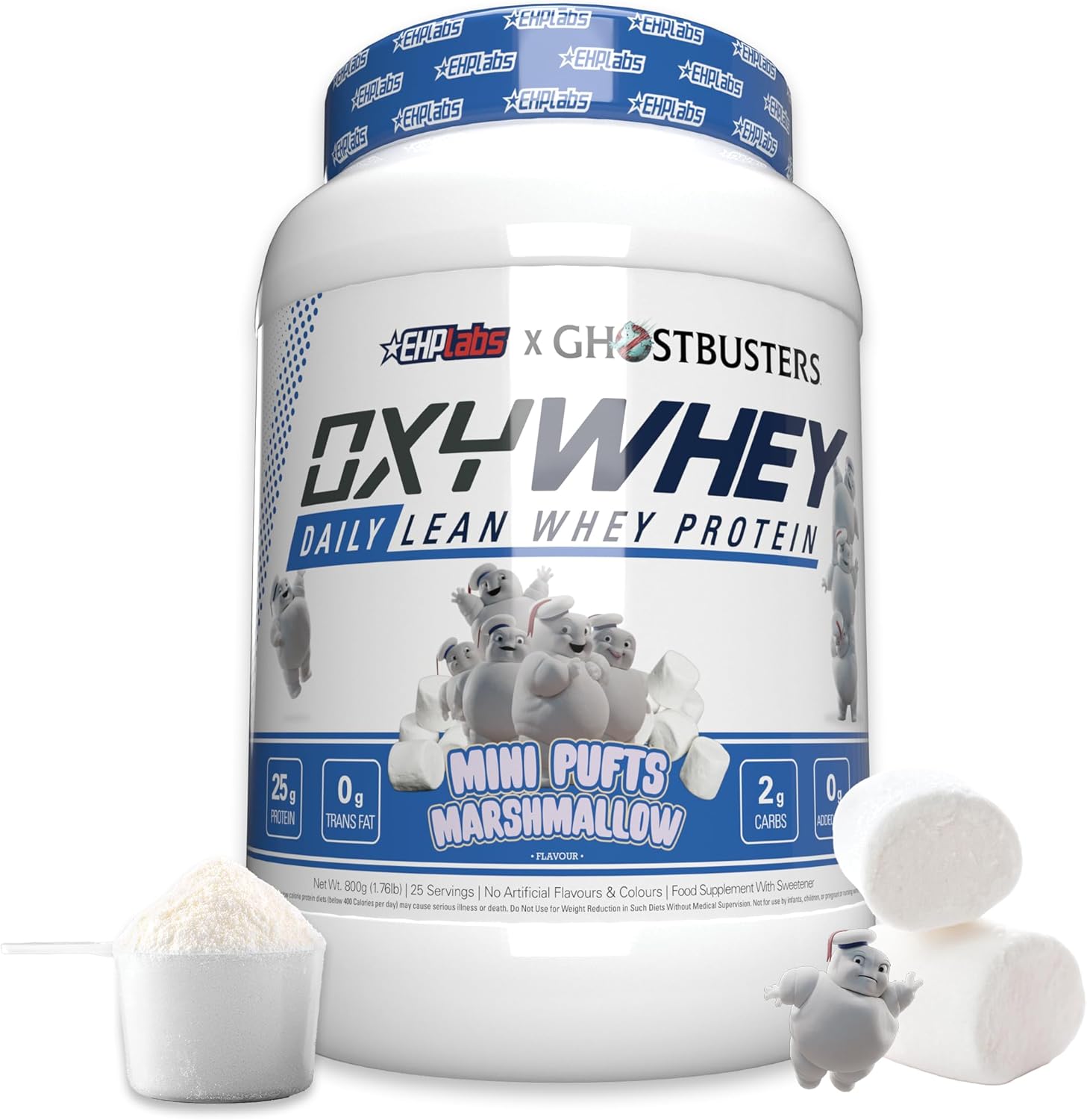 EHP Labs x Ghostbusters: Frozen Empire OxyWhey Mini Pufts Marshmallow Whey Protein Powder - 25g of Lean Whey Protein Powder, Sugar Free - 25 Serves