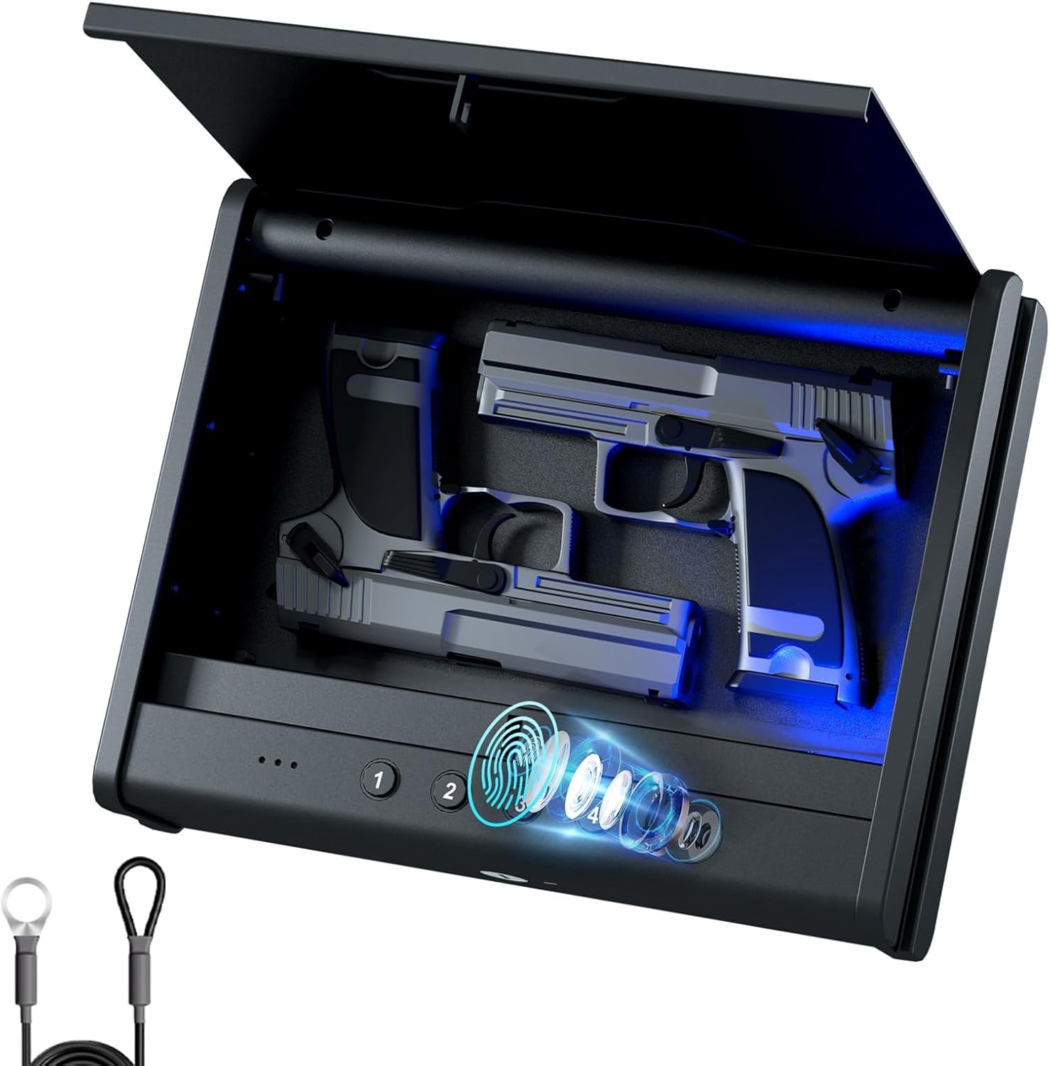 Gun Safe,Biometric Gun Safe For Handgun, Pistol Safe With Fingerprint Backlit Keypad, Quick Access Handgun Safe for Firearm, Gun Lock Box With Interior Light For Nightstand Car