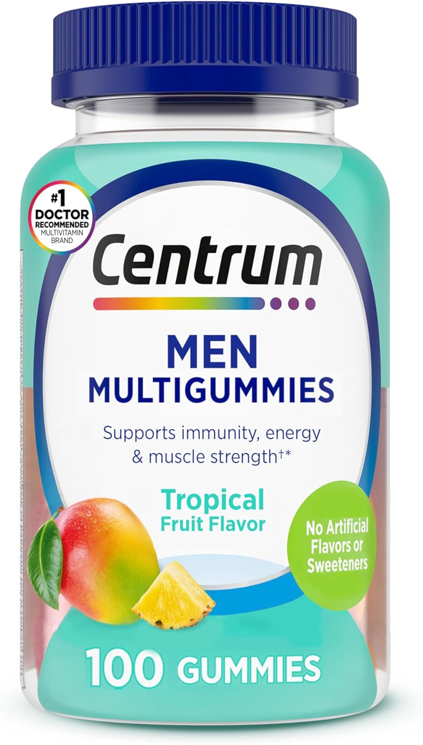 Centrum Men's Multivitamin Gummies, Immune, Energy, Healthy Appearance Support, 100 Count, 50 Day Supply