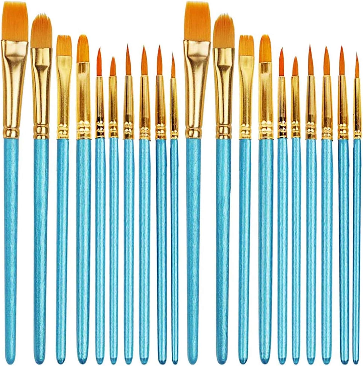 Paint Brushes, 20 Pcs Face Paint Brushes for Children Watercolor, Acrylic and Oil Painting Suitable for Decorations, Models, Figurines, Nail Art