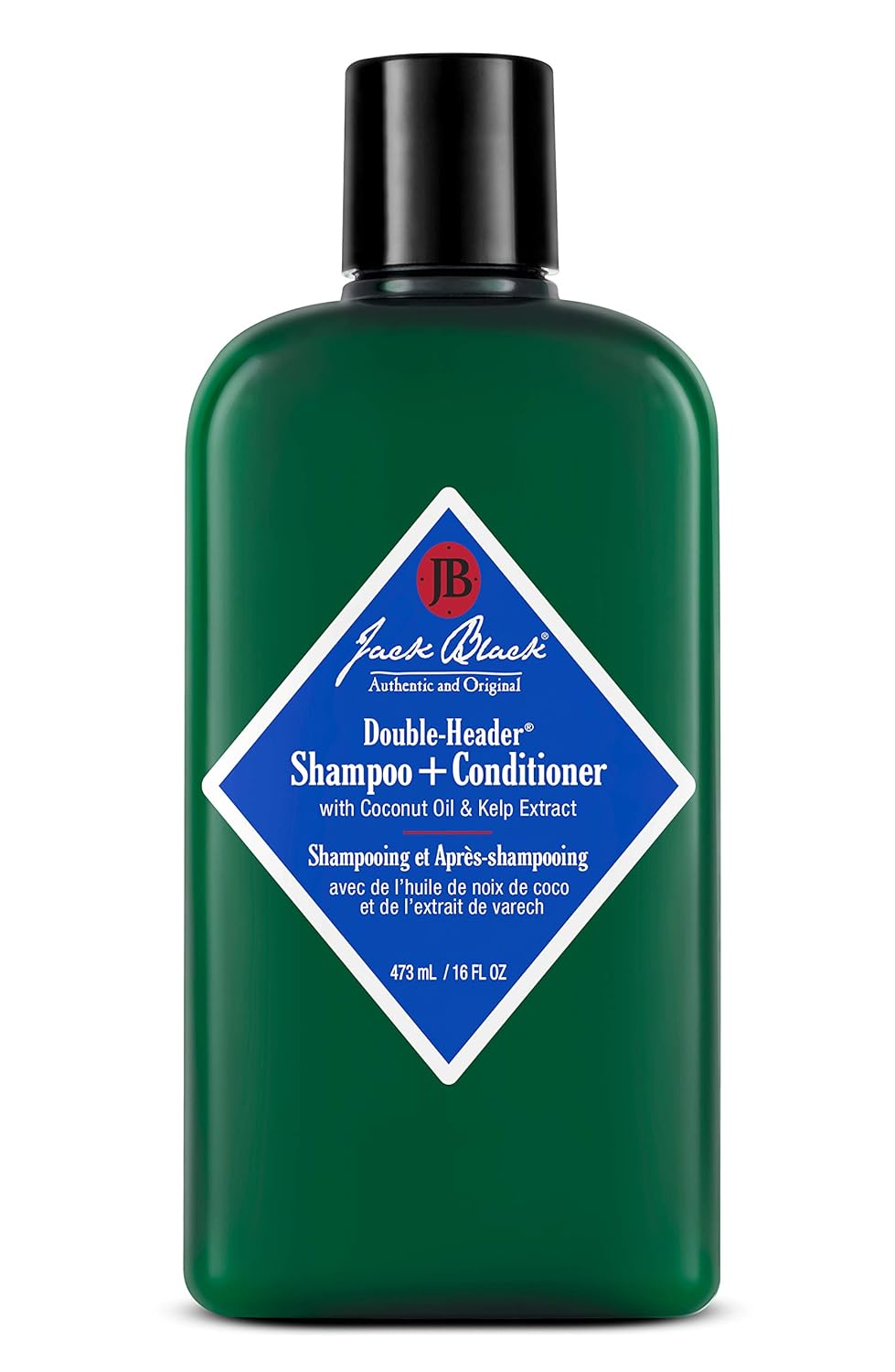 Jack Black - Double-Header Shampoo + Conditioner - PureScience Formula, Coconut Oil and Kelp Extract, Sulfate-Free, Removes Oil and Product Buildup, Lightly Conditions and Soothes, 16 Oz