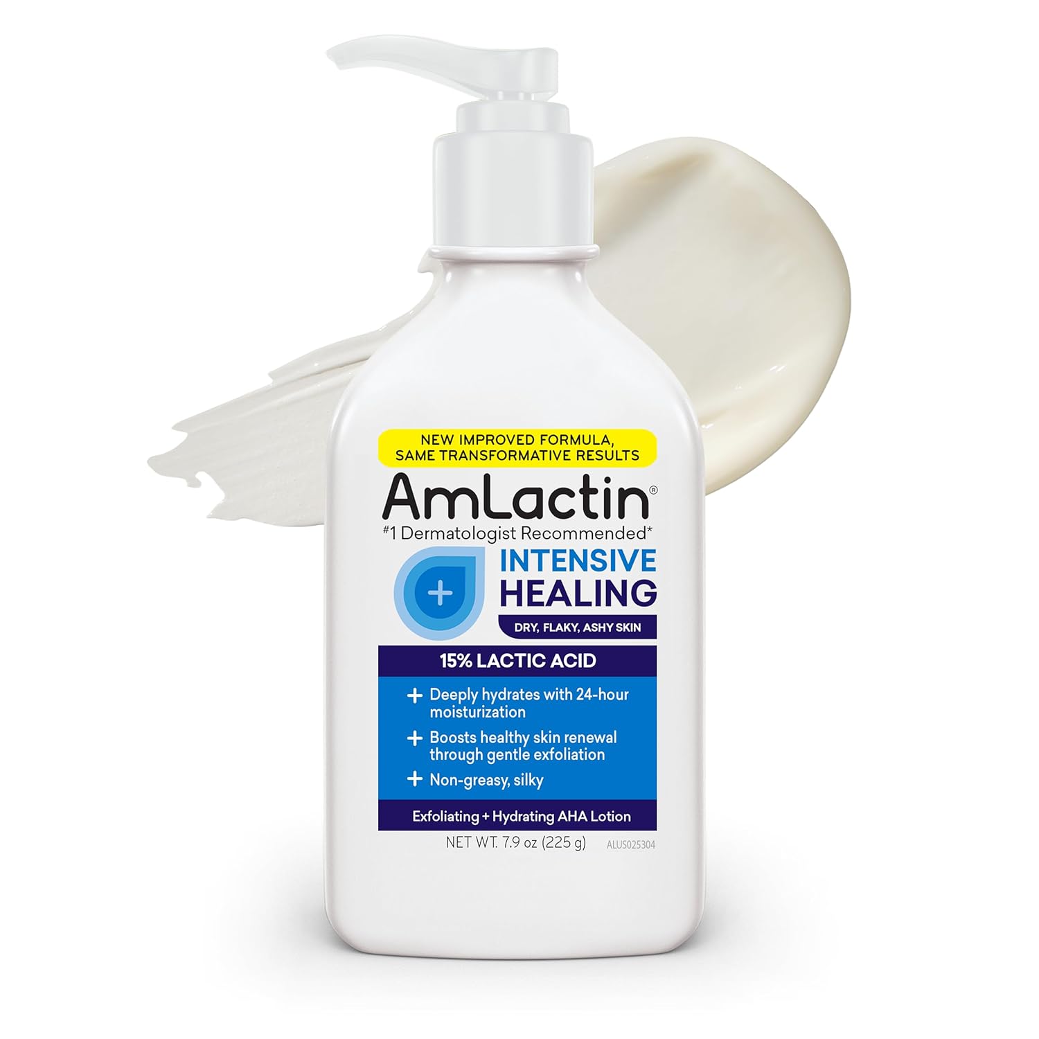 AmLactin Intensive Healing Body Lotion - Therapeutic Lotion for Extremely Dry Skin - No-Scrub Exfoliator and Moisturizer with 15% Lactic Acid AHA and Ceramides, 7.9 oz (Packaging May Vary)​
