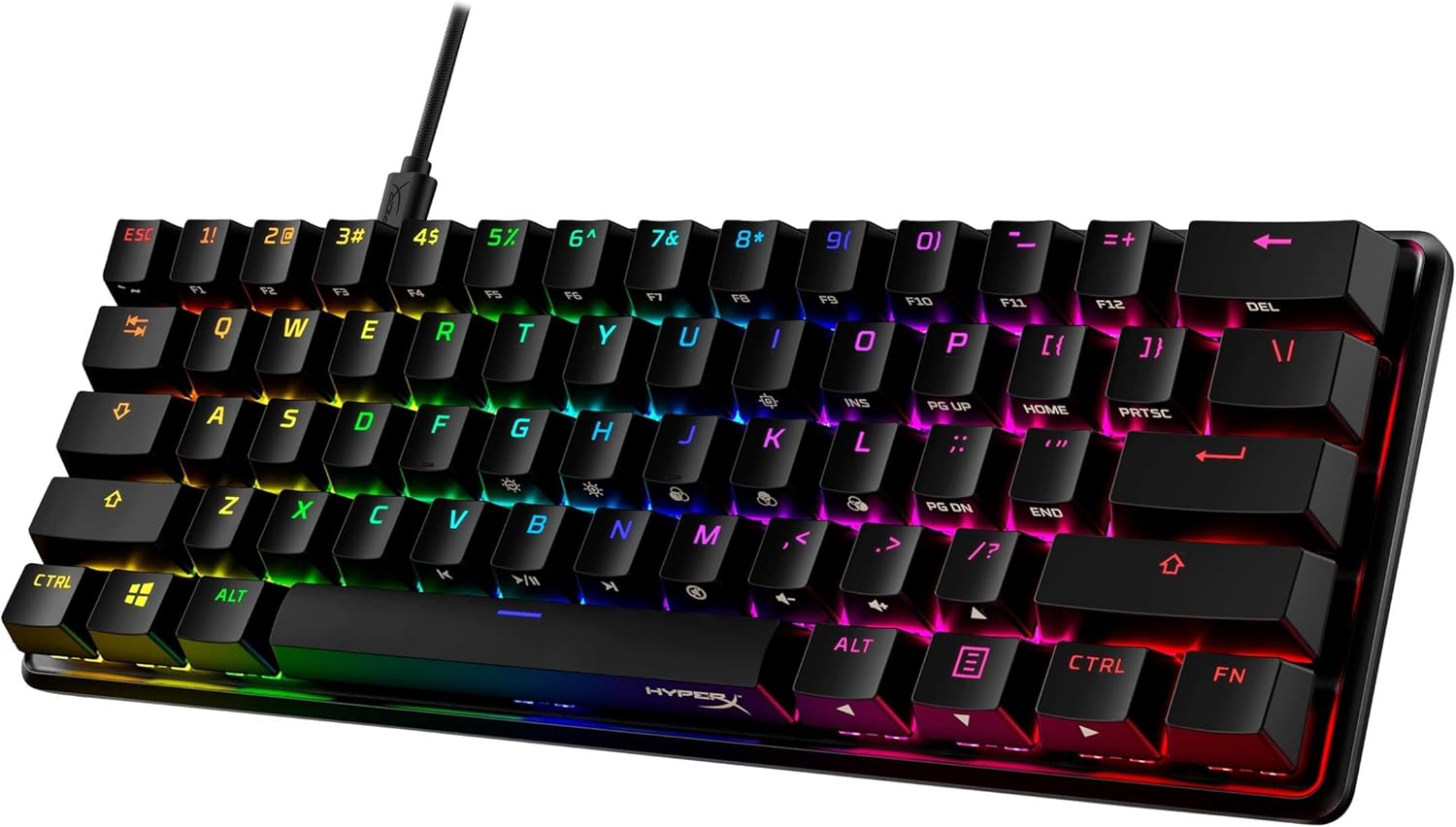 HyperX Alloy Origins 60 - Mechanical Gaming Keyboard, Ultra Compact 60% Form Factor, Double Shot PBT Keycaps, RGB LED Backlit, NGENUITY Software Compatible - Linear HyperX Red Switch,Black