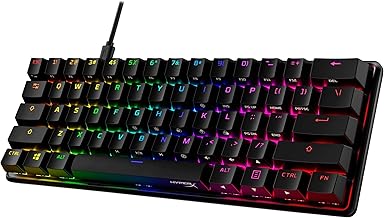 HyperX Alloy Origins 60 - Mechanical Gaming Keyboard, Ultra Compact 60% Form Factor, Double Shot PBT Keycaps, RGB LED Backlit, NGENUITY Software Compatible - Linear HyperX Red Switch,Black