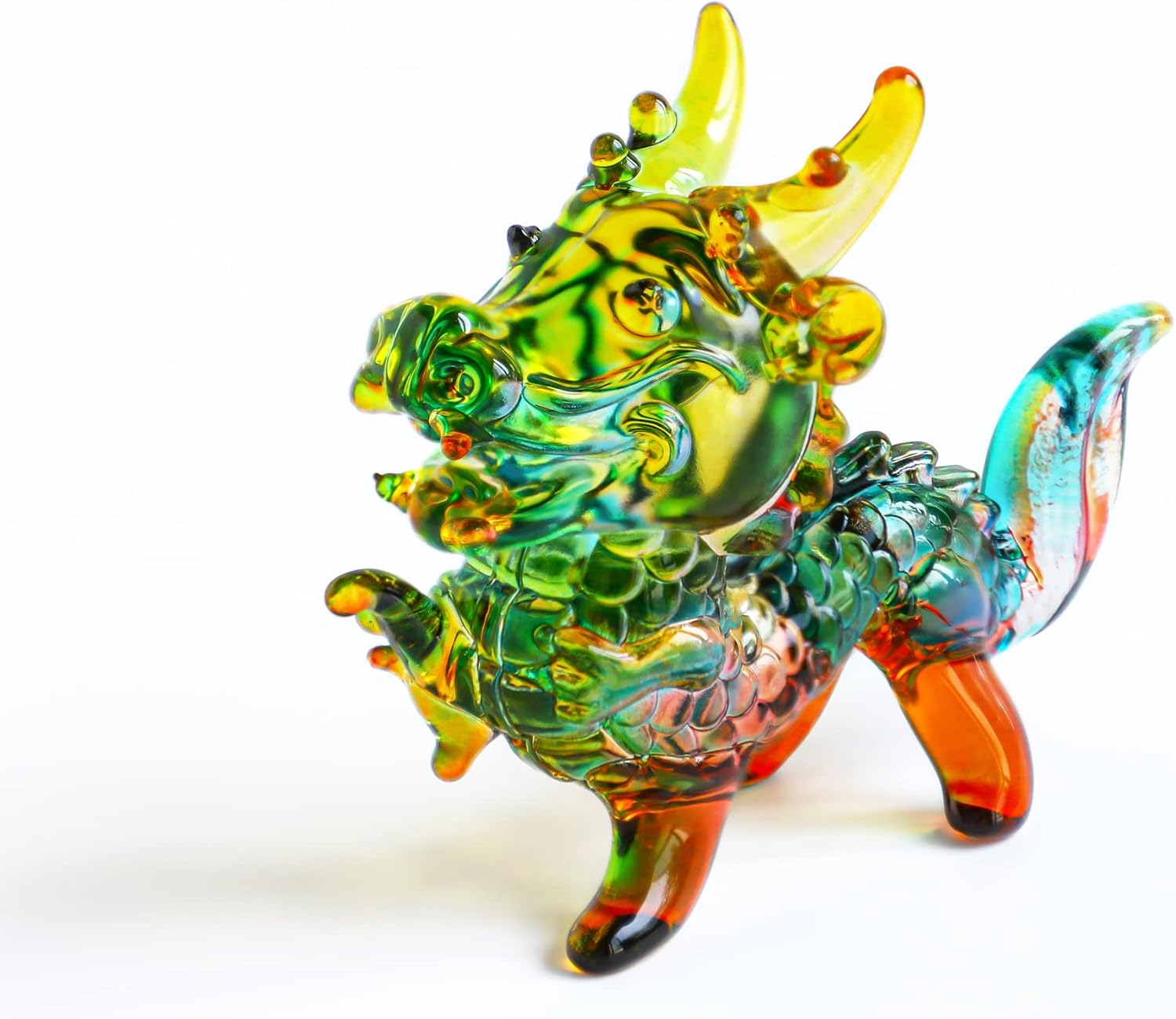 H&D HYALINE & DORA Crystal Glass Dragon Figurine Collectible,Glass Small Mythical Animal Fengshui Home Statue Gift