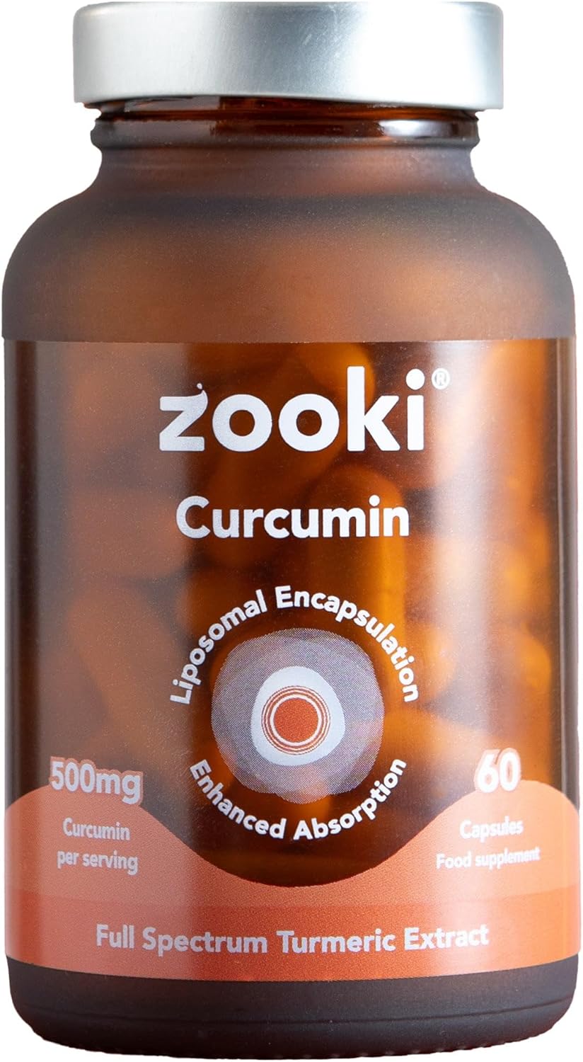 Zooki High Strength Liposomal Curcumin Capsules, 500mg - Advanced Support for Digestion, Immunity, Joints and Bones (60 Capsules, 1 Month Supply)