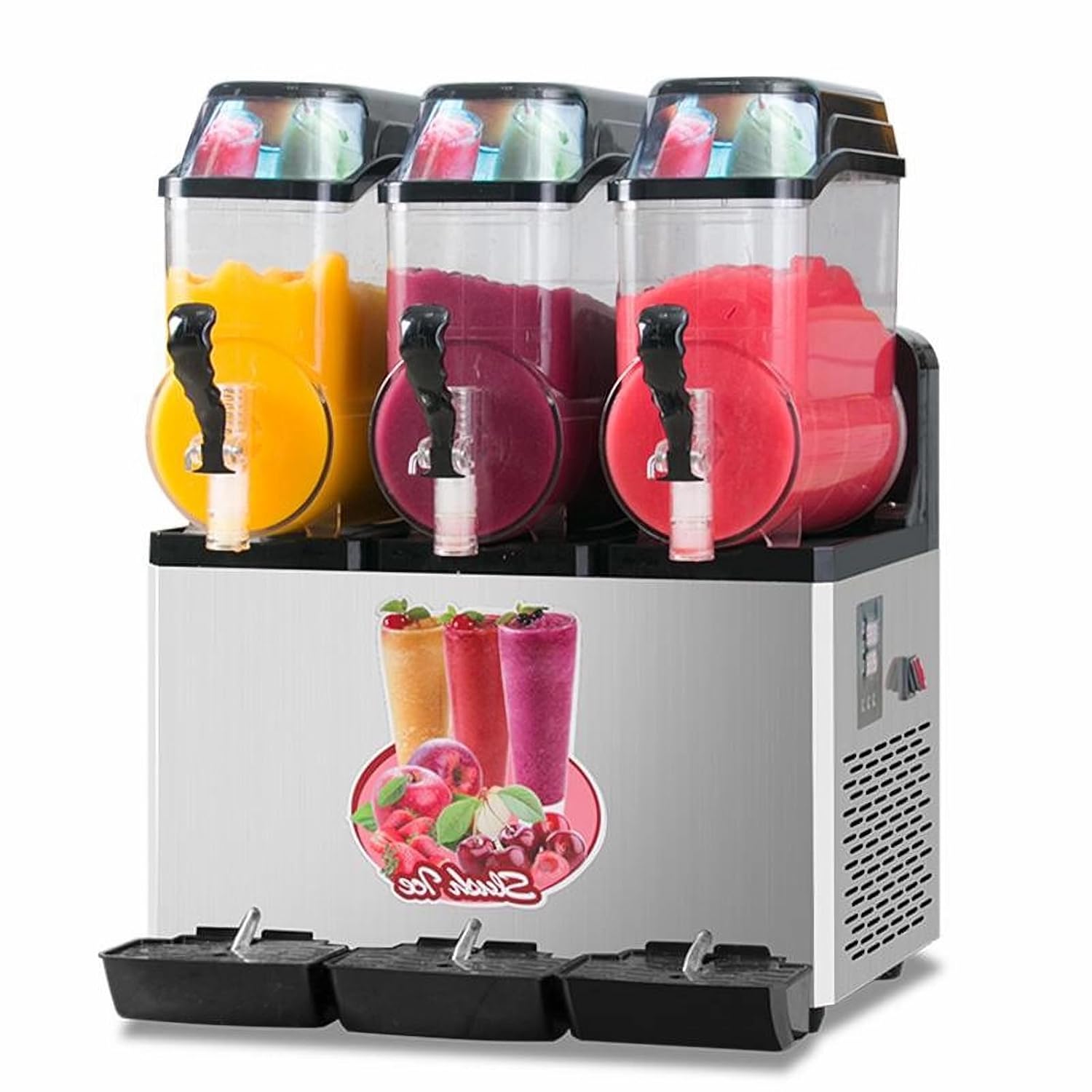 3-Tank Commercial Slushy Machine 12 Gal - Frozen Beverage Maker for Margarita, Cocktail, Coffee, for Bar, Restaurant, Party,1200W/110V