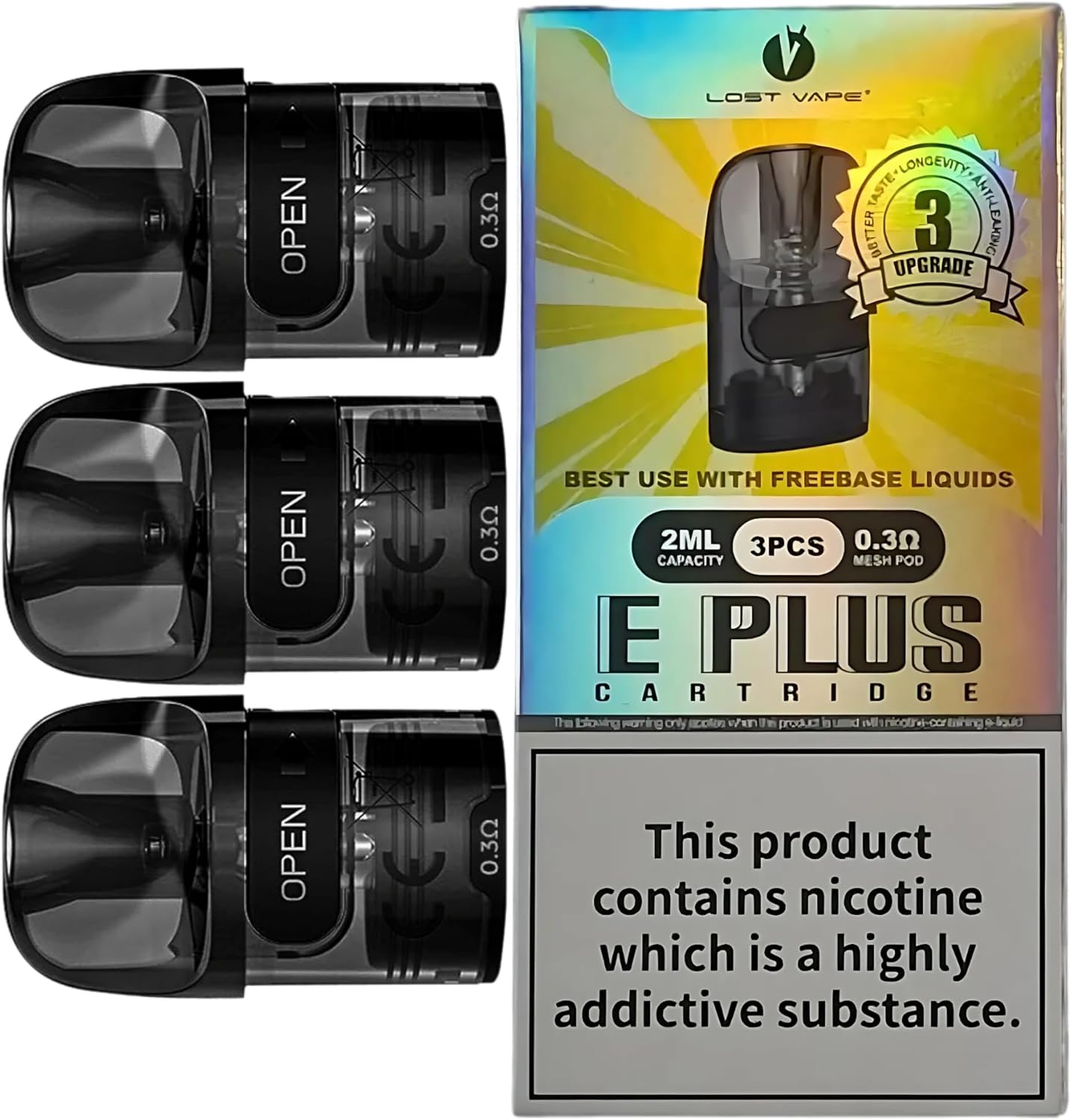 Lost Vape Thelema E Plus Pod [0.3ohm | RDL Max 40W] 3 Pack - Smooth MTL Vaping, Leakproof Design, for Lost Vape Thelema Elite 40 Vape Kit, Side Filling, Mesh Coils, No Nicotine
