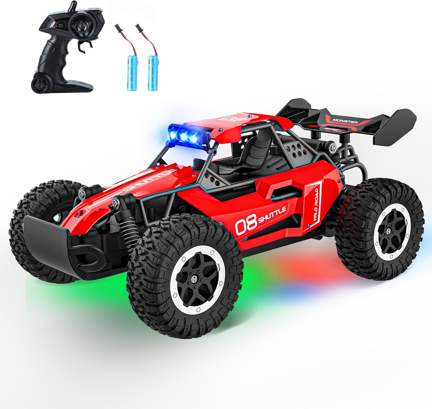 SZJJX Remote Control Car for Kids 3 4 5 6 7+, 20 KM/H High-Speed RC Cars with LED Lights, 2.4GHz 2WD Monster Truck Toys, Rechargeable RC Car, Toy Cars for Girls Boys, Christmas & Birthday Gifts – Red