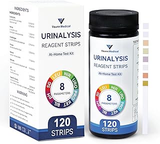 Vaunn Medical 8-in-1 Urine Test Strips and Urinalysis for UTI, Nitrites, Leuckcytes, Ketosis, pH, Protein, 120 CT