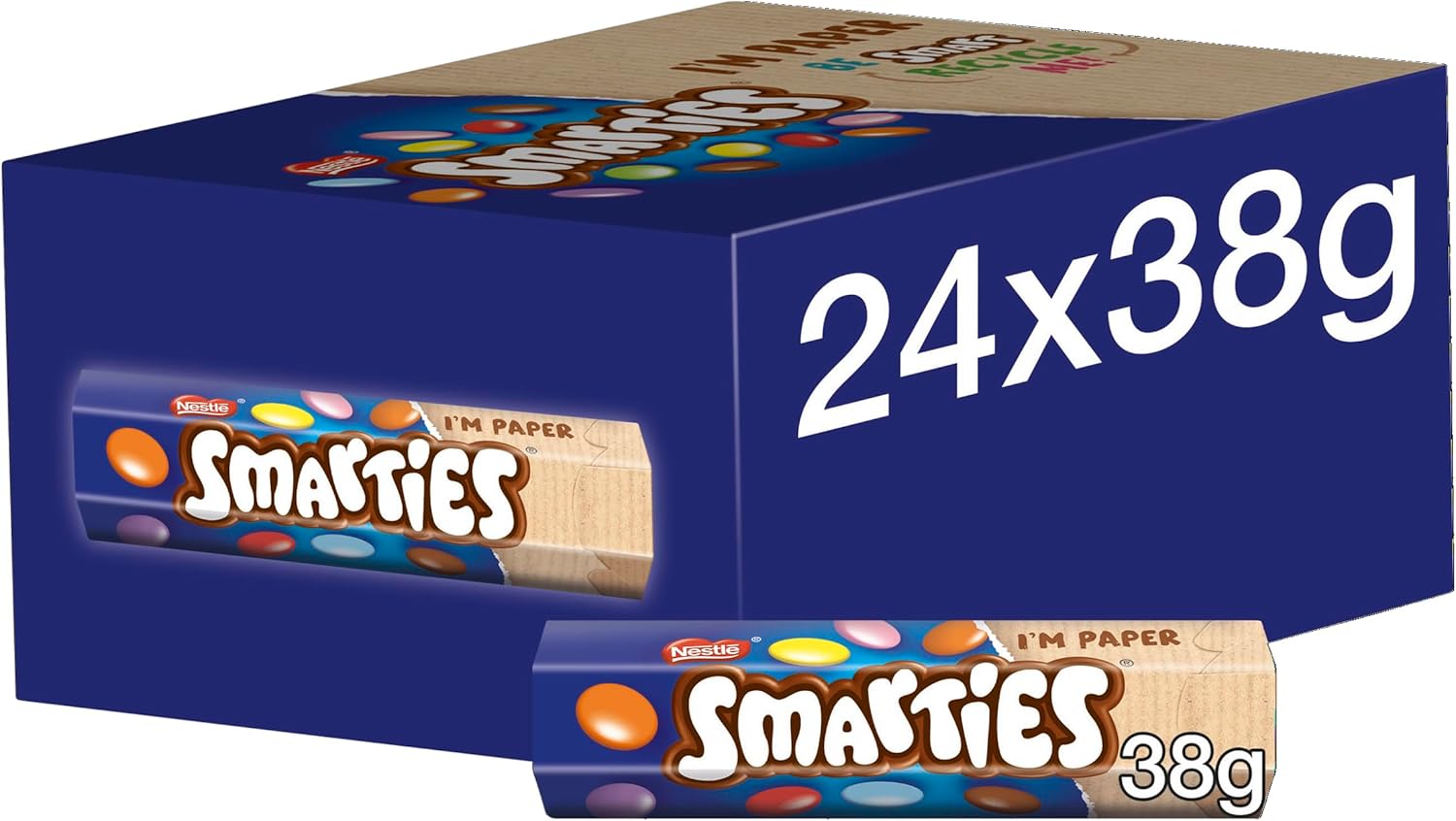 Smarties Milk Chocolate Tubes, 24 x 38 g