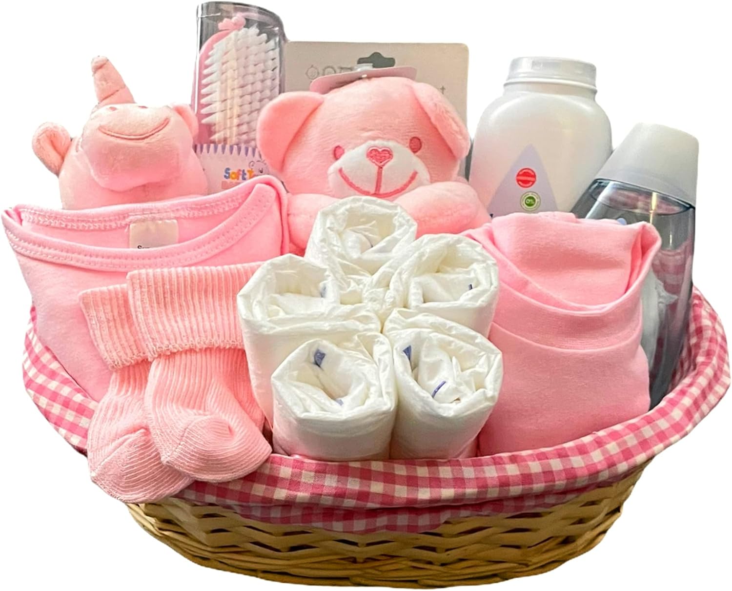 Newborn Baby Girl Gifts Hamper Baby Gift Set with Beautiful Baby Essentials Including Plush Teddy Bear Comforter & Rattle - Perfect for Welcoming a New Baby Girl Gift