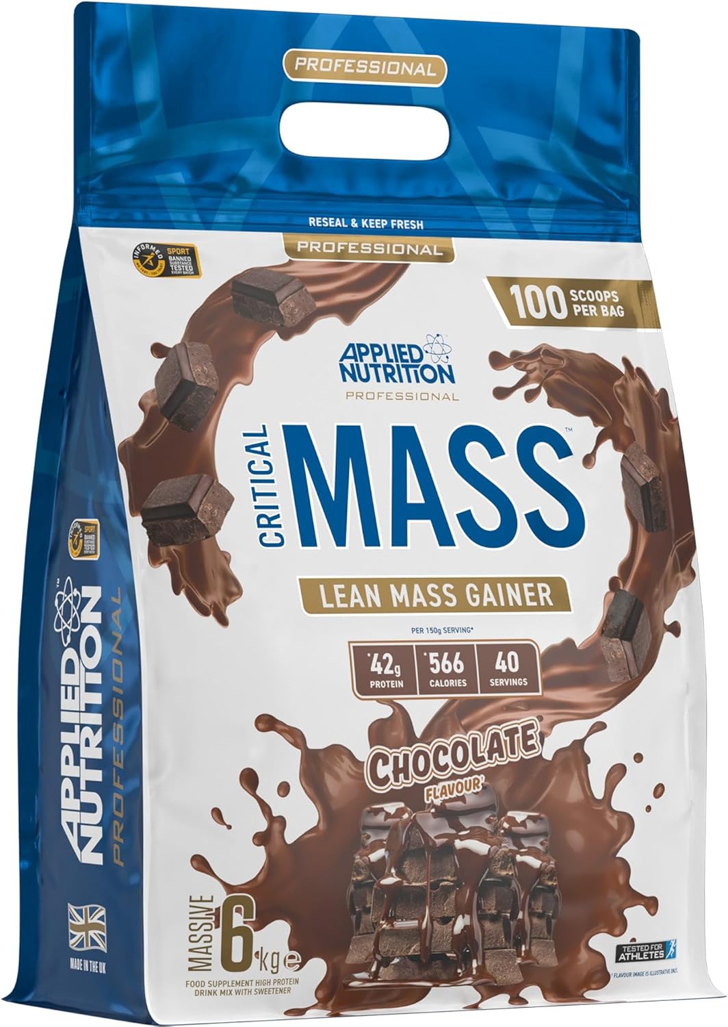 Applied Nutrition Critical Mass Professional - Weight Gain Protein Powder, High Calorie Weight Gainer, Lean Mass (6kg - 40 Servings) (Chocolate)