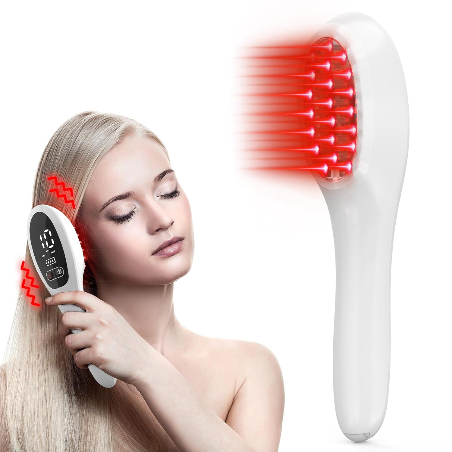 Laser Comb (FDA Cleared) - Professional Medical Grade Red Light Treatment with Lasers for Hair Growth, Electric Scalp Massager for Alopecia in Men & Women
