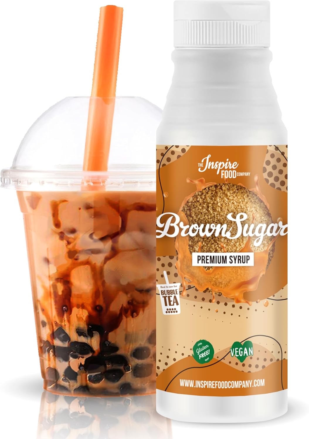 Fruit Syrup for Bubble Tea Mix - 300 ml - Brown Sugar - No Artificial Colors - 100% Vegan & Glutenfree