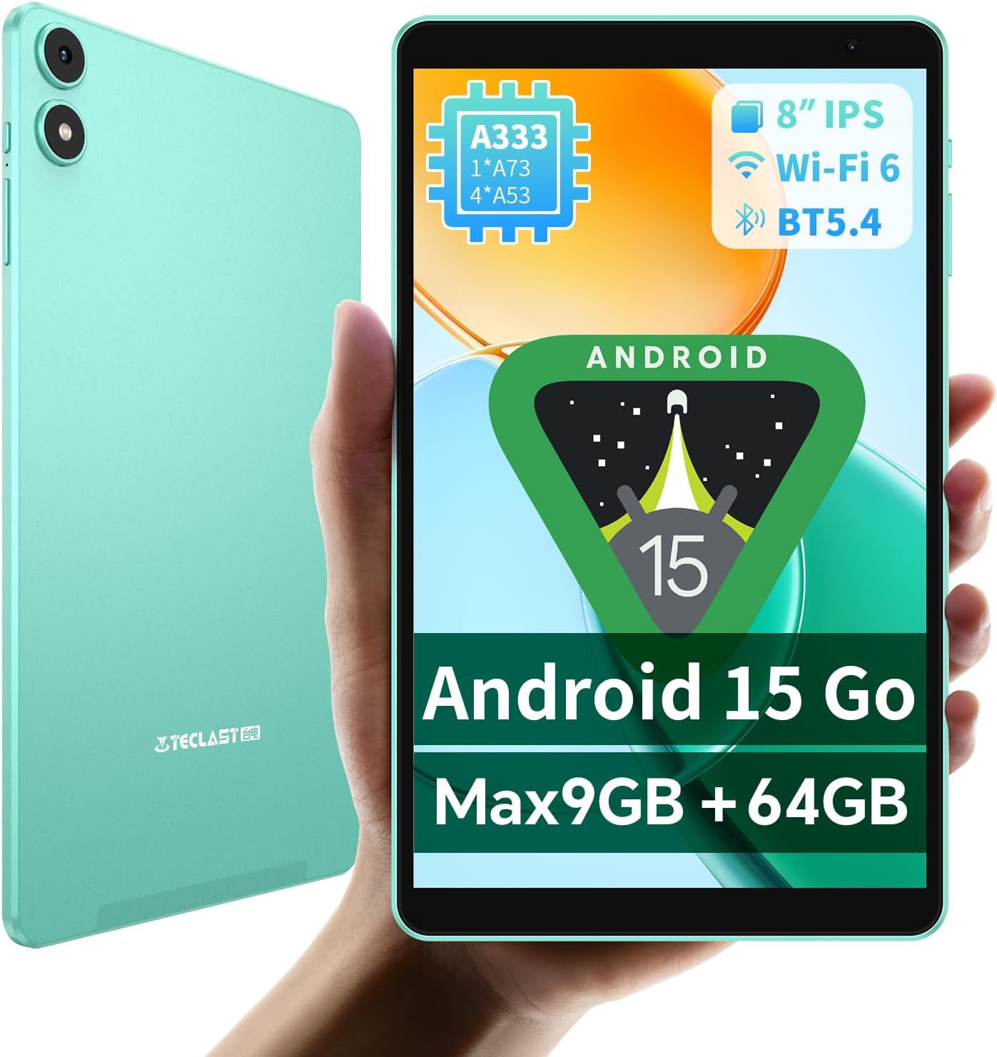 TECLAST 2025 Newest Tablets Android 15, P85 8 Inch Tablet, 9GB RAM 64GB ROM(TF 1TB), 5000mAh, WiFi5G+2.4G Android Tablets, 1280x800 IPS, 5 Core, 2 Speaker|Netflix|Type-C|BT5.4|Camera|3.5mm Jack