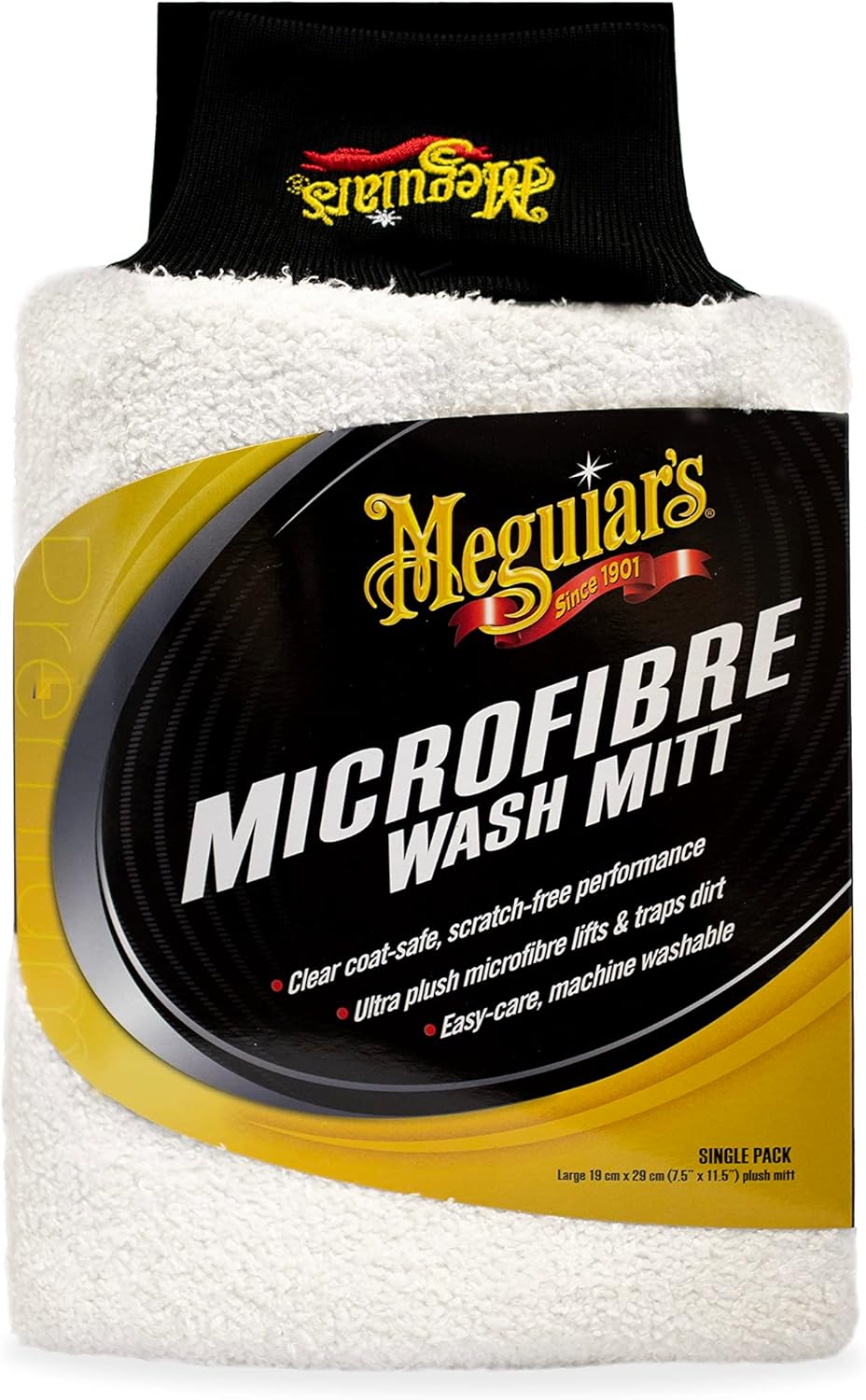 Meguiar's X3002 Microfiber Wash Mitt, Super-Thick, Reusable Wash Mitt for Ultimate Finish, Safe on Clear Coats, Leaving You with A Show Car Finish, 1 Pack