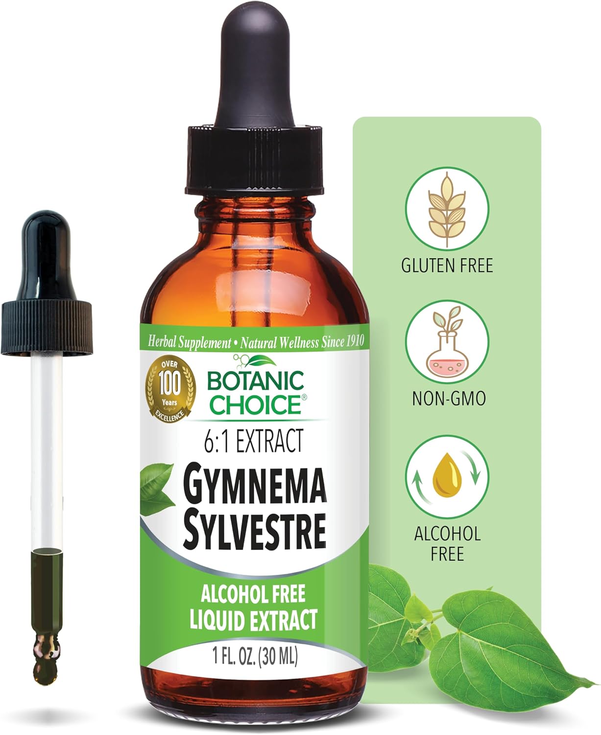 Botanic Choice Gymnema Sylvestre Liquid Extract, Alcohol & Gluten Free, Non-GMO, Dropper, Bottle - 1 Fl Oz