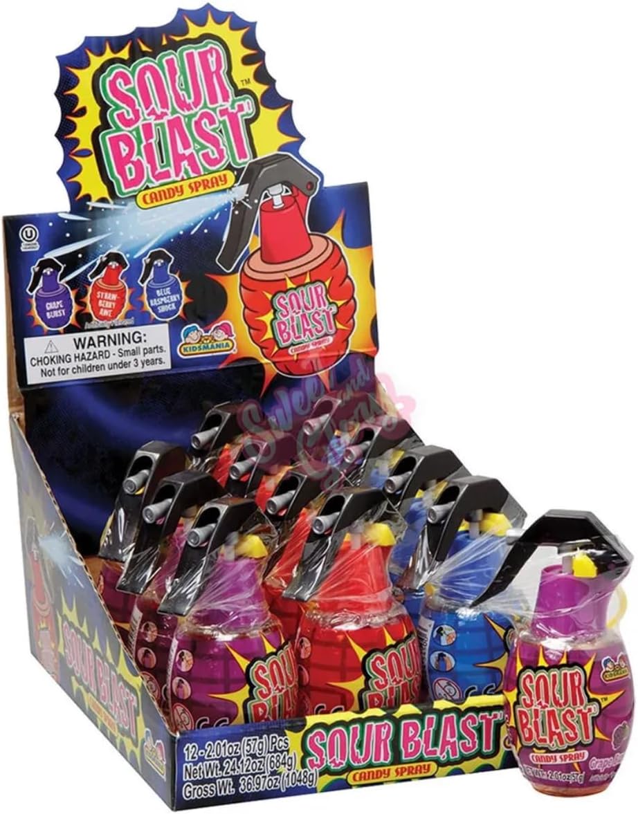 Bobzo 12-Pack Halal Sour Blast Candy Spray Grenades (57g Each) – Explosive Sweet & Sour Candy Spray for Kids & Adults – Tangy, Fun, and Portable Flavor Burst for Parties, Gifts, and Everyday Treats