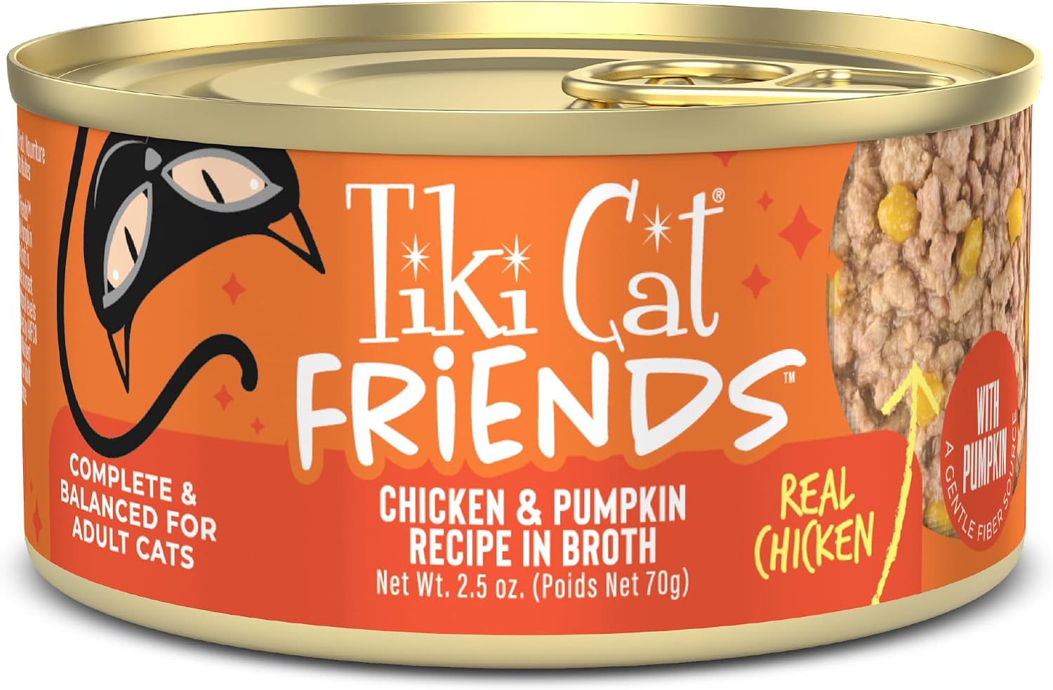 Tiki Cat Friends Wet Cat Food, Chicken & Pumpkin, 2.5 oz. Cans, 12 Count
