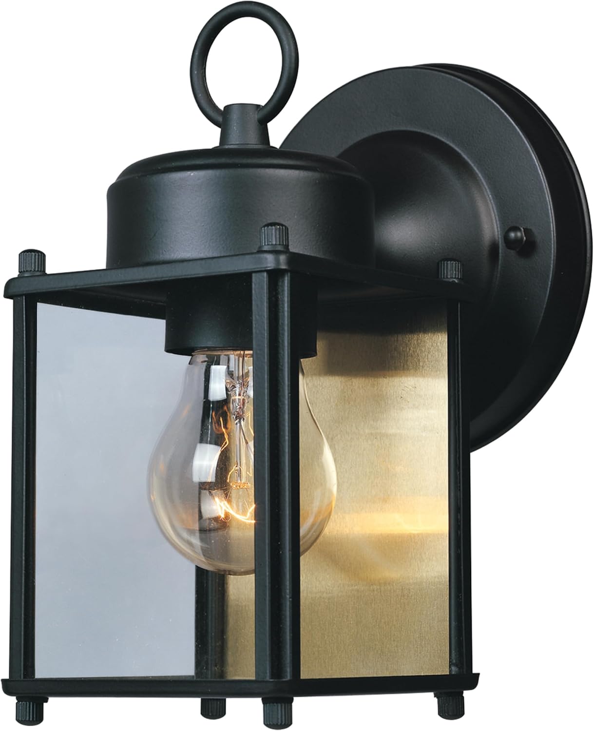 DESIGNERS FOUNTAIN Preston Outdoor Light Fixture, 8 Inch, Exterior Wall Mount Lantern Sconce, Clear Glass Porch Lights for Front Door, Patio, and House Garage, Black, 1161-BK