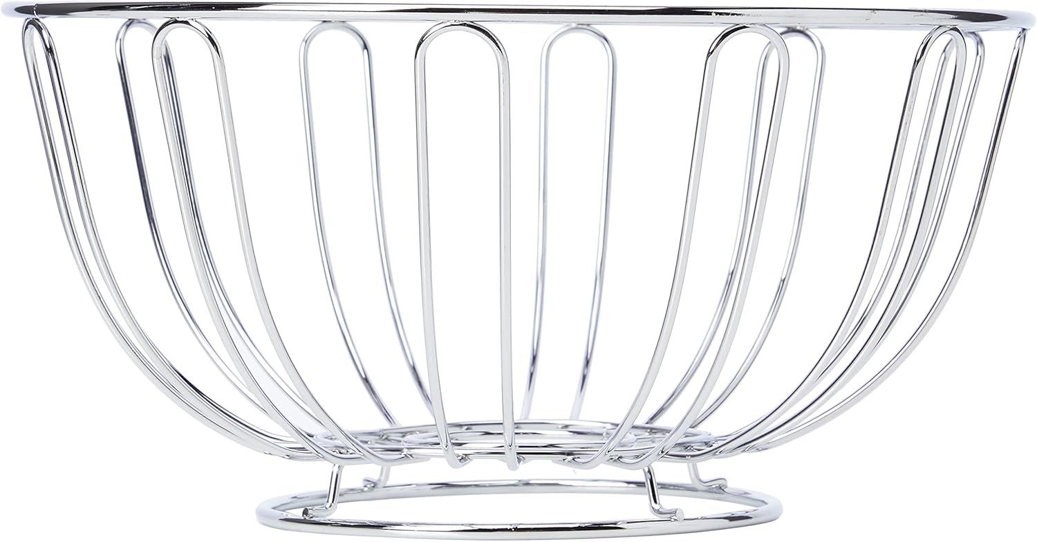 APOLLO The HOUSEWARES Brand Chrome Fruit Bowl, Round, Size: 24x12cm, Chrome