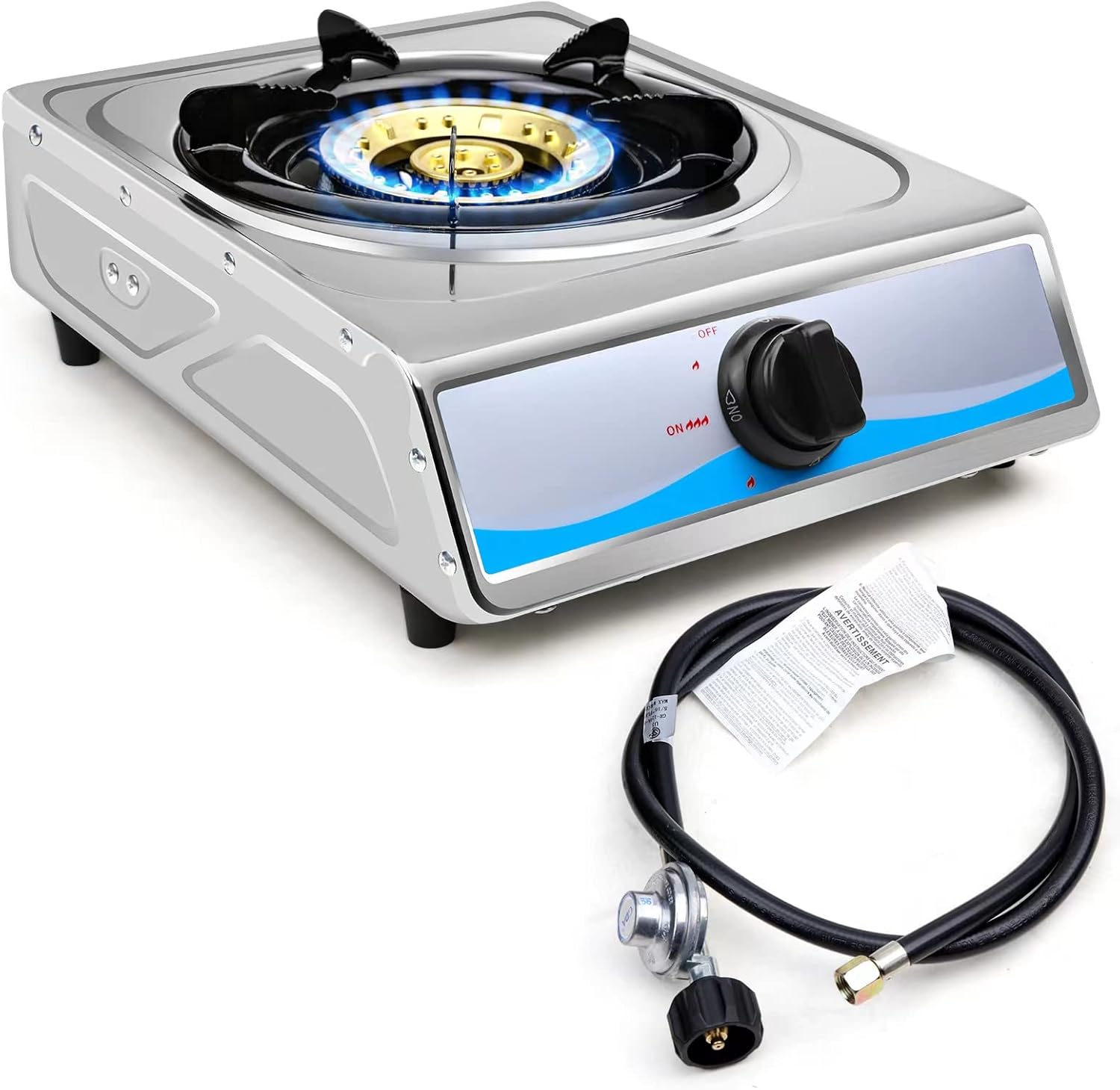 Propane Gas Cooktop，Single Burner Gas Stove Stainless Steel Portable Gas Stove，Auto Ignition Camping Single Burner LPGfor RV, Apartments, Outdoor