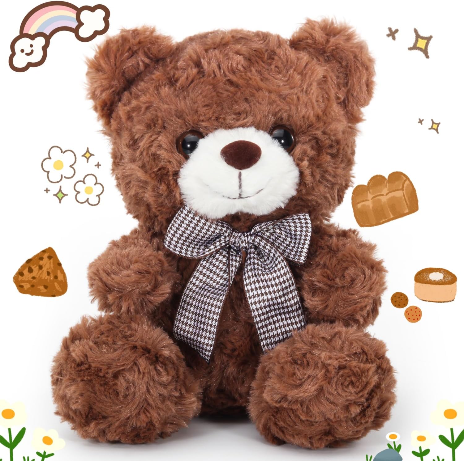 Small Teddy Bear, Stuffed Animal for Boys and Girls, 8″ Soft Cuddly Toy for Kids and Toddlers, Bear Gifts for Girlfriend, Brown Teddy Bear for Baby Shower Decorations, Surprise Toys,Birthday Xmas Gift