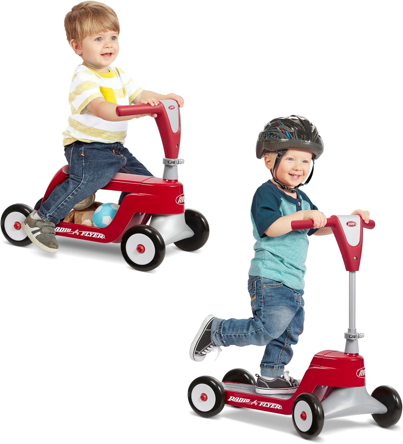 Toddler Scooter or Ride On Baby Toys, Radio Flyer Scoot 2 Scooter, for Ages 1-4, Red Ride On Toys