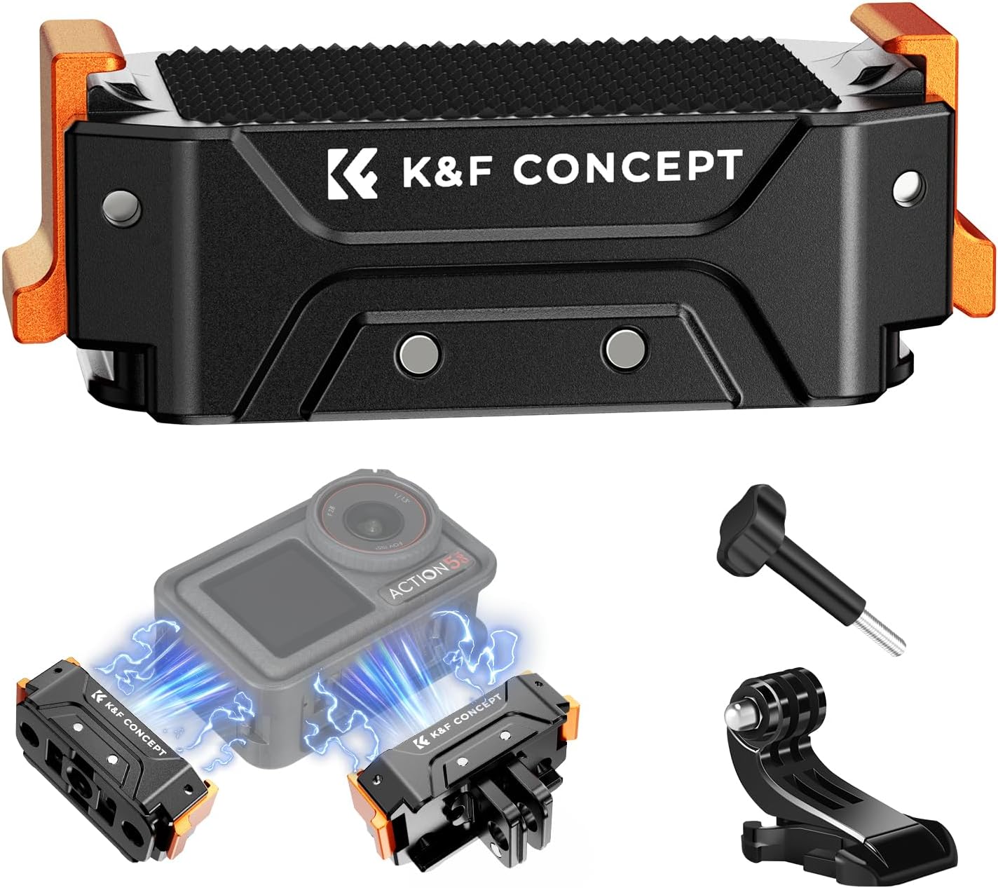 K&F Concept Magnetic Quick Release Adapter Connector for DJI Osmo Action 5 Pro 4 3 Foldable 1/4 Screw 2 Spigot Design Mount Action Camera