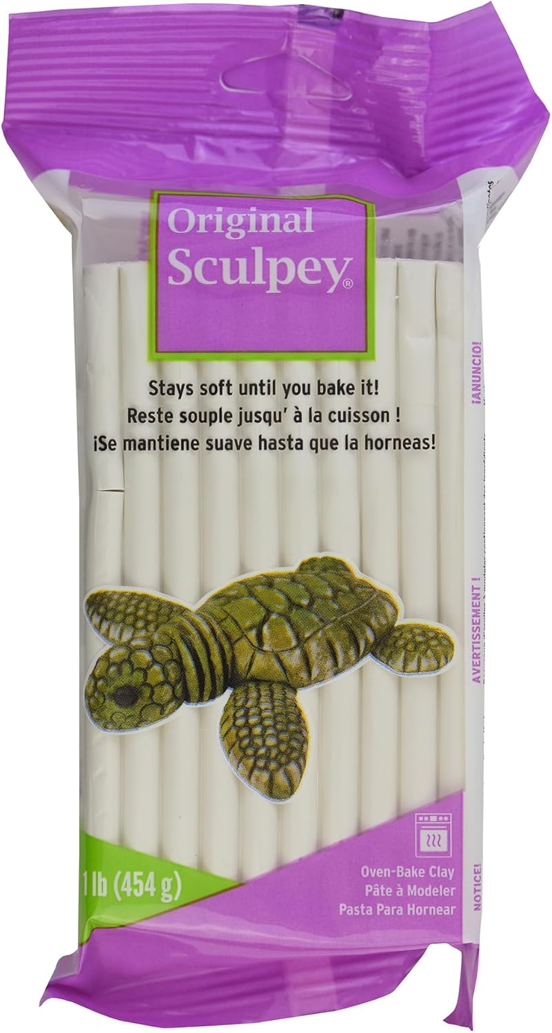 Sculpey Original ® White, Non Toxic, Polymer clay, Oven Bake Clay, 1 pound great for modeling, sculpting, holiday, DIY and school projects. Great for all skill levels