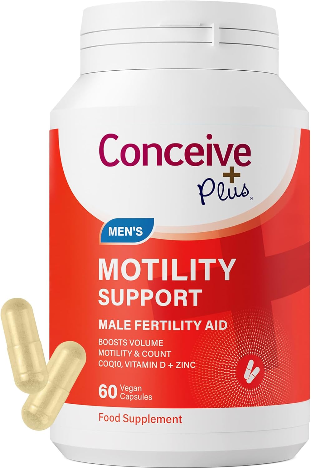 Conceive Plus Men's Motility Support - Boost Sperm Quality & Count - Enhanced Male Reproductive Health & Fertility - Male Motility Supplement With Ginseng, Zinc, L-Arginine & L-Carnitine - 60 Capsules