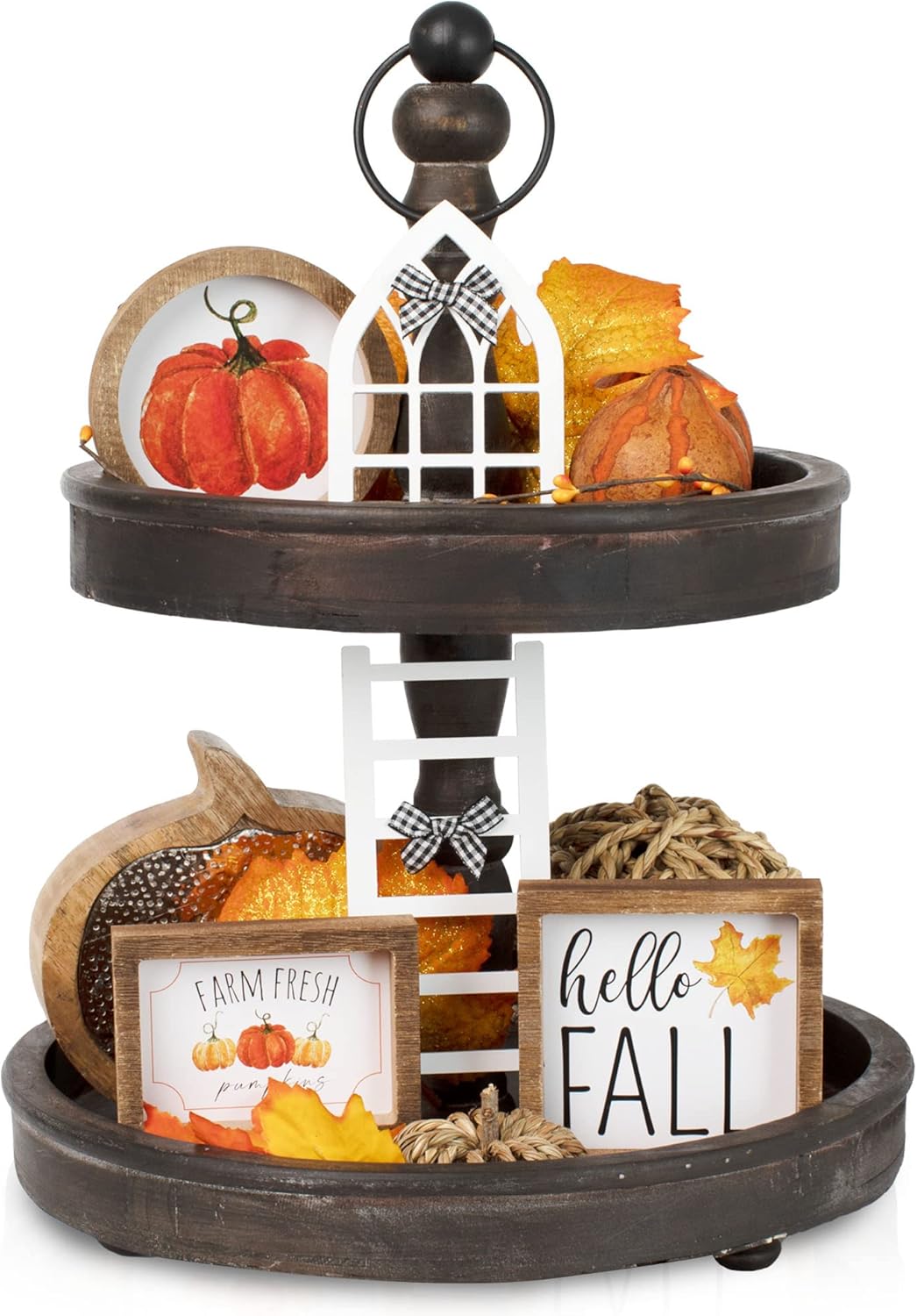 The Ultimate Farmhouse Fall Tiered Tray Decor Set - Beautiful Year Round Seasonal & Halloween Holiday Decoration Bundle - The Perfect Christmas Centerpiece Design for Home & Kitchen Decor
