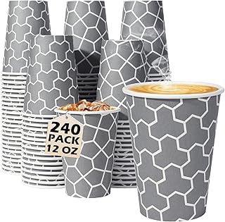 Coffee Cups 12 oz Paper Cups 240 Count, Disposable Coffee Cups, Hot/Cold Beverage Drinking Cups for Water, Coffee, Tea, Juice