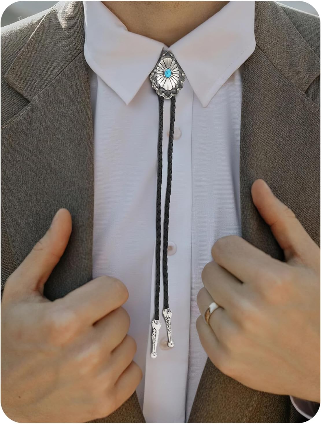 XZQTIVE Western Bolo Tie For Men Women Vintage Cowboy Leather Necktie For Costume Country Themed Wedding Party