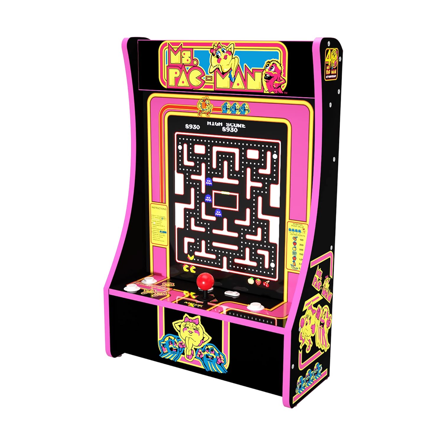 Arcade1Up Ms. PAC-MAN Partycade - 40th Anniversary Black Edition - 10 Games