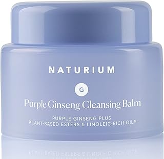 Naturium Purple Ginseng Cleansing Balm Plus Plant-Based Esters & Linoleic-Rich Oils, Smoothing Face Wash, 3.0 oz