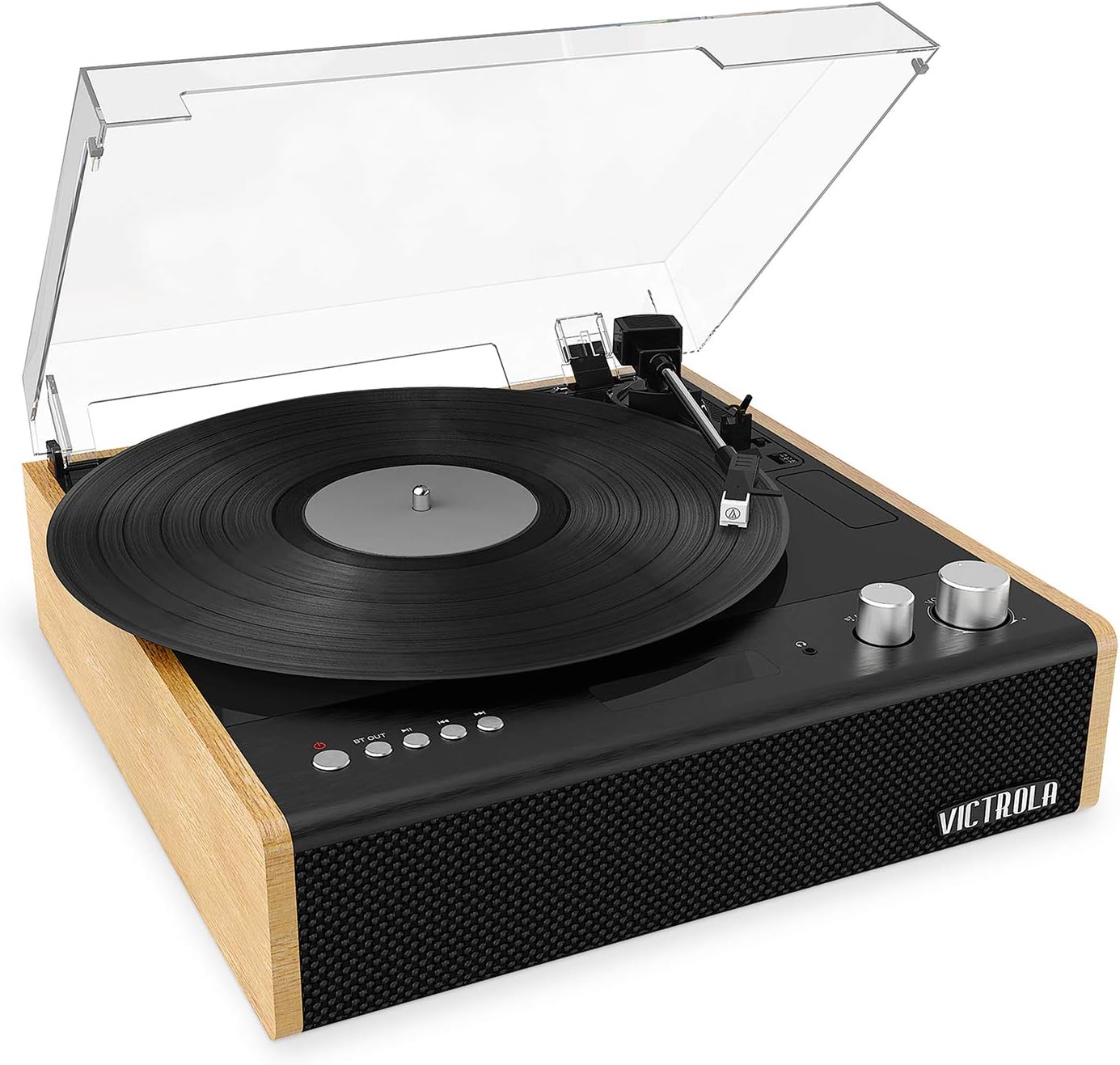 Victrola Eastwood 3-Speed Bluetooth Turntable with Built-in Speakers and Dust Cover | Upgraded Turntable Audio Sound | Black (VTA-72)