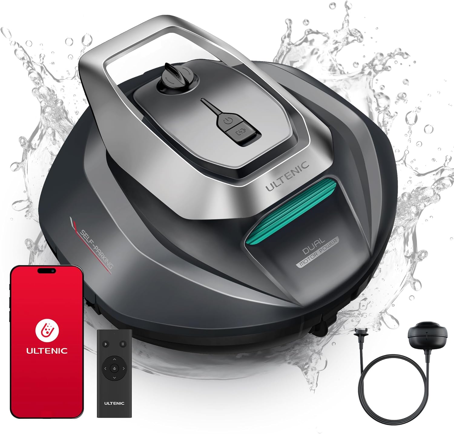 Ultenic Cordless Robotic Pool Cleaner, Pool Vacuum for Above & In-Ground Pool with 90 Mins Runtime, LED Indicator, Self-Parking,Fast Charging, Ideal for Above Ground Pools up to 850 Sq.ft (Deep Green)