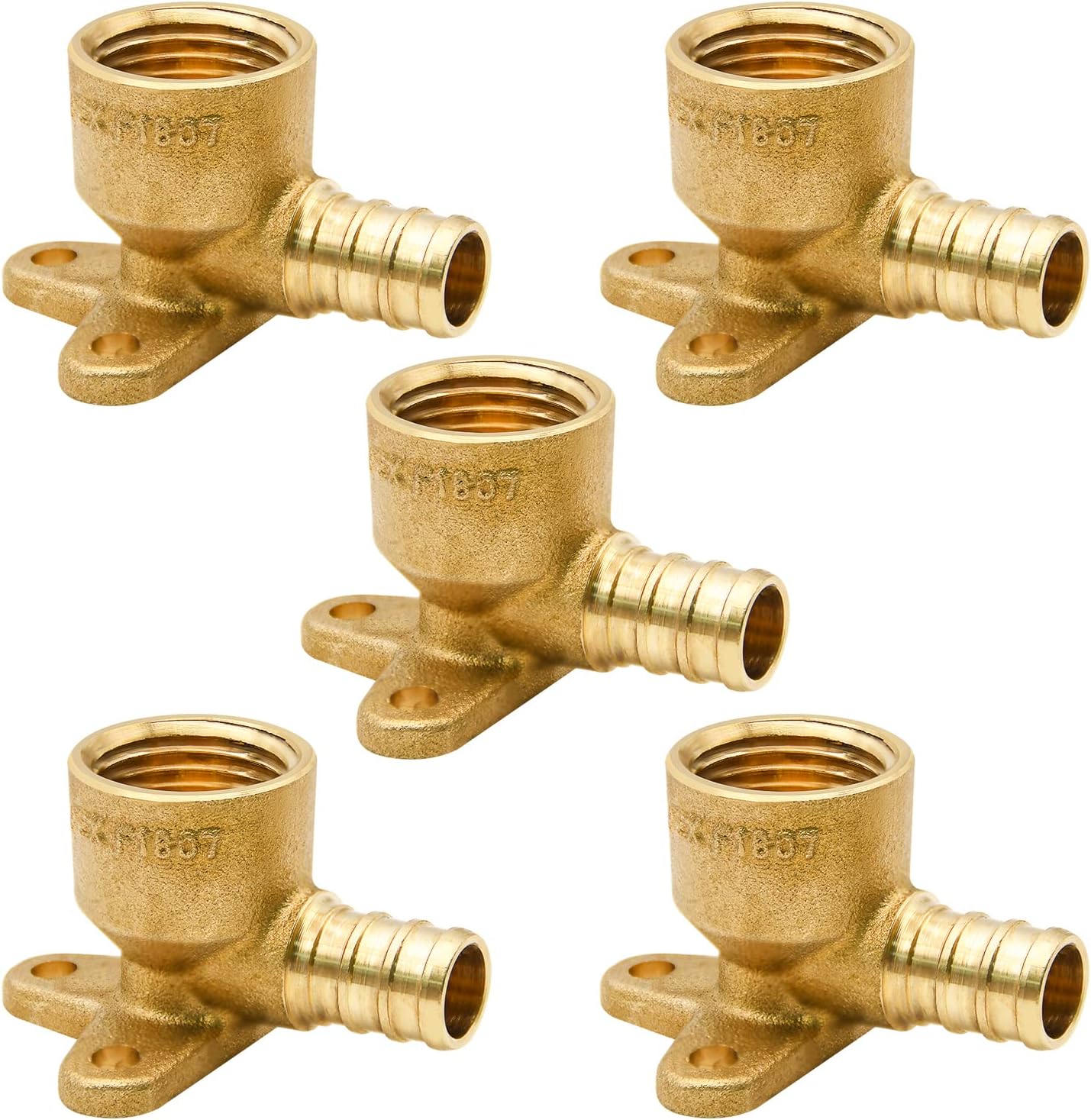 5 Pack Drop Ear Elbow Fittings, PEX 1/2" x 1/2" NPT Female Threaded Adapter Crimp Fitting, Brass, Full Port for PEX pipes in plumbing jobs (5 Pack)