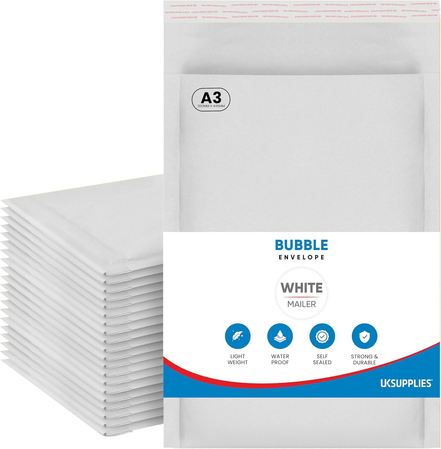 DL A6 A5 A4 A3 (Pick Size & Qty) Padded White Bubble Envelopes Peel & Seal Bags Bubble Mailer Postal Wrap Envelope Parcel Mailers for Mailing Goods, A3 300mm x 445mm 20 Pack