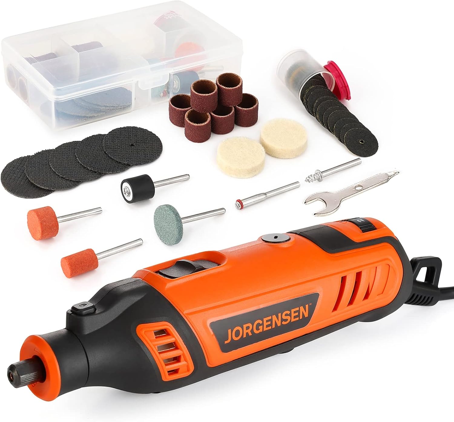 JORGENSEN Rotary Tool Kit, 6 Variable Speed Rotary Tool With 51pcs Accessories, 1.6 Amp Heavy Duty Powerful Rotary Tool With 1/8 Chuck, Perfect For Cutting, Grinding, Sanding, Polishing