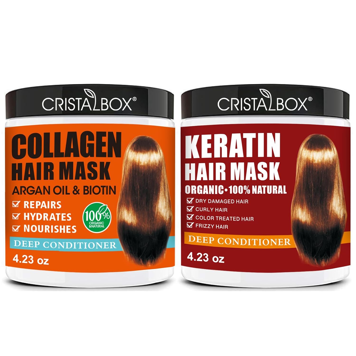 2 Pack Collagen Hair Mask & Keratin Hair Mask,Keratin Hair Treatment,Deep Conditioning Hair Mask for Damaged Hair,Hydrating Hair Conditioner with Argan Oil for Dry Hair,Deep Hair Care Gifts for Women