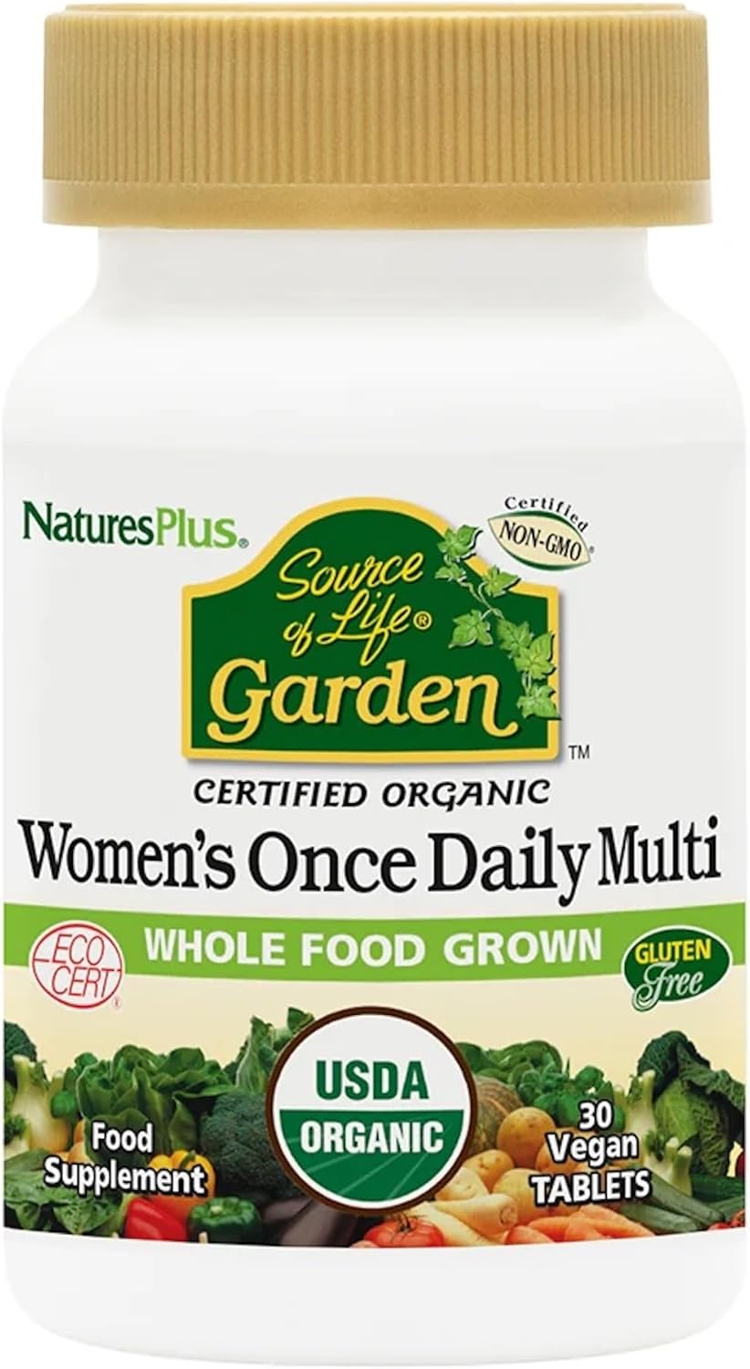 NaturesPlus Source of Life Garden Women's Daily - Organic Women Multivitamins Supplement, Energy and Immune Support - Iron, Vitamin D, Biotin, Maca and Cranberry - Vegan, Gluten Free - 30 Tablets