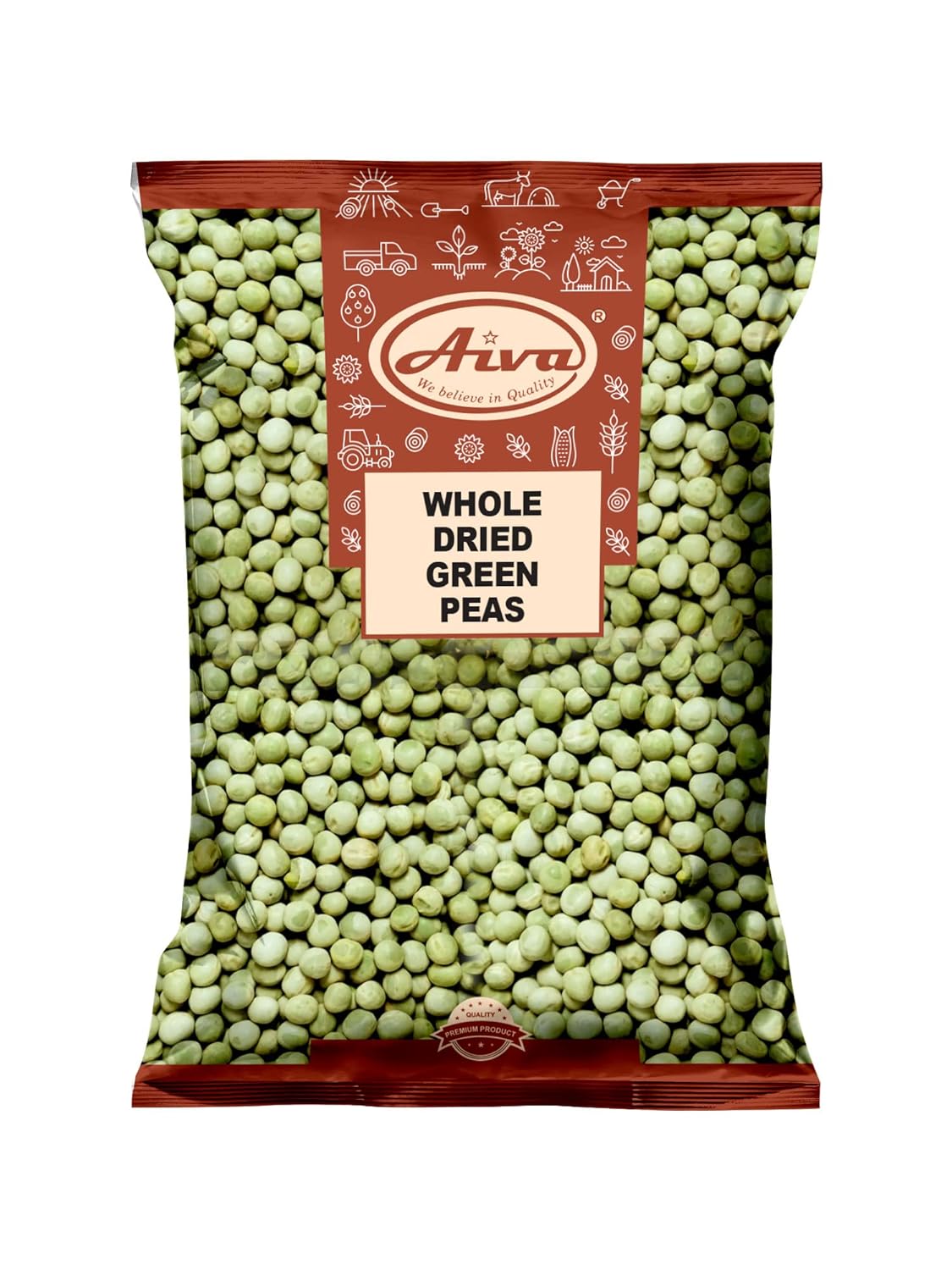 Aiva Dried Green Peas Whole (Marrowfat Peas, Vatana, Matar) 4 LB Bulk– Premium Whole Green Peas for Soups, Curries, and Stews