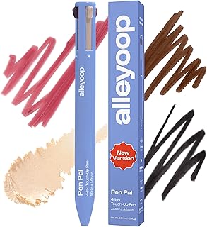 Alleyoop Pen Pal Touch-Up 4-in-1 Makeup Pen, Make A Mauve (Light - Medium) - Travel Make Up Set with Eyeliner, Brow Pencil, Highlighter & Lip Liner - High-Pigment Formula, Easy & Smooth Application