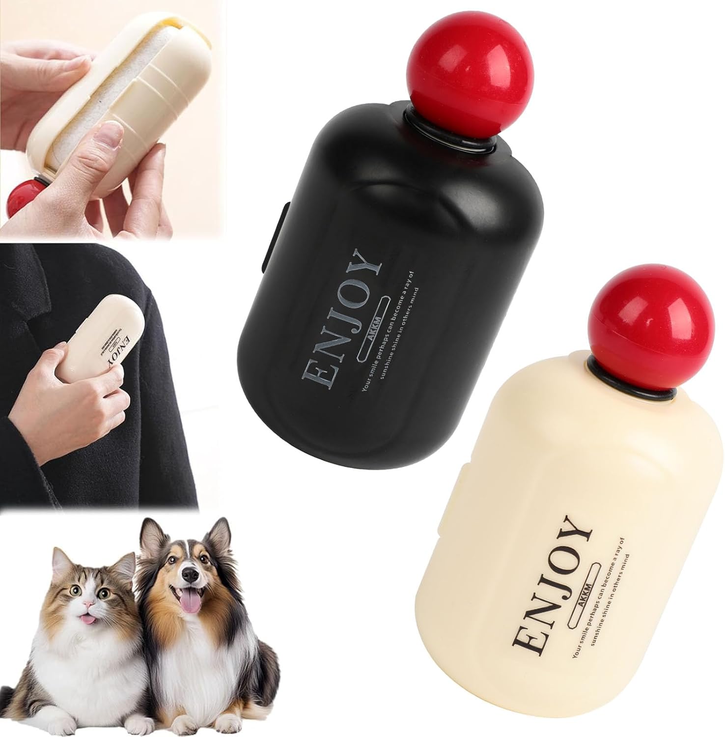 Enjoy Lint Roller, Enjoy Sticky Lint Roller, 2 In1 Washable Lint Remover, Portable Reusable Mini Lint Roller Pet Hair Remover, Sticky Lint Roller Ball for Clothes, Furniture, Dog & Cat Hair (2pcs)