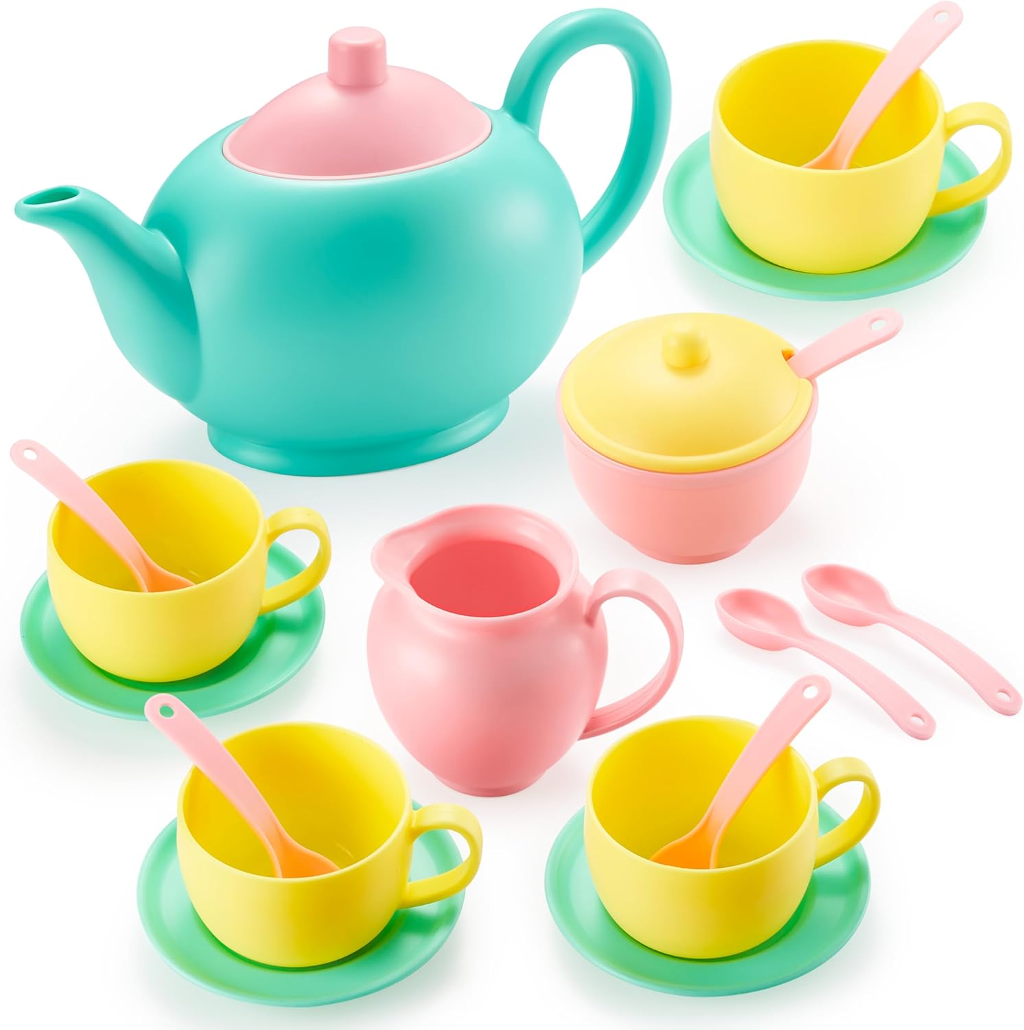 JOYIN Pretend Play Tea Party Set - Food Accessories, BPA & Phthalates Free Plastic Tea Party Set for Toddler Boys & Girls, Ages 4-6 (Colors May Vary)