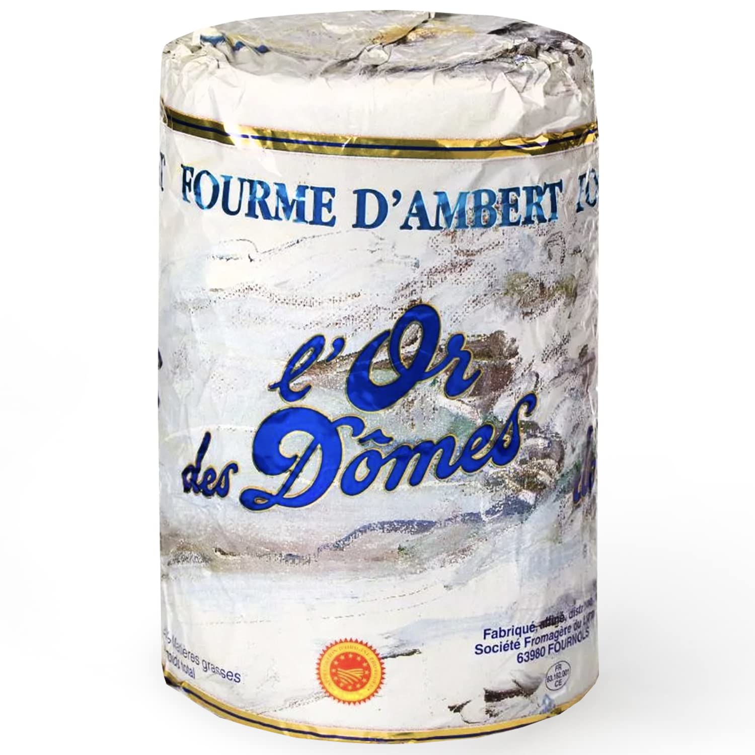 Fourme d'Ambert Semi-Firm Pasteurized Cow's Milk French Blue Cheese from France - 1 lb / 454 g - GUARANTEED OVERNIGHT