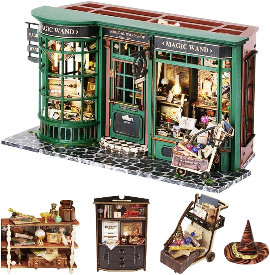 CUTEROOM DIY Mininature Dolls House Kit, Wooden Dollhouse Model Kits for Adults to Build, Magic Miniature House Kit for Teen Girls Boys Women Gift
